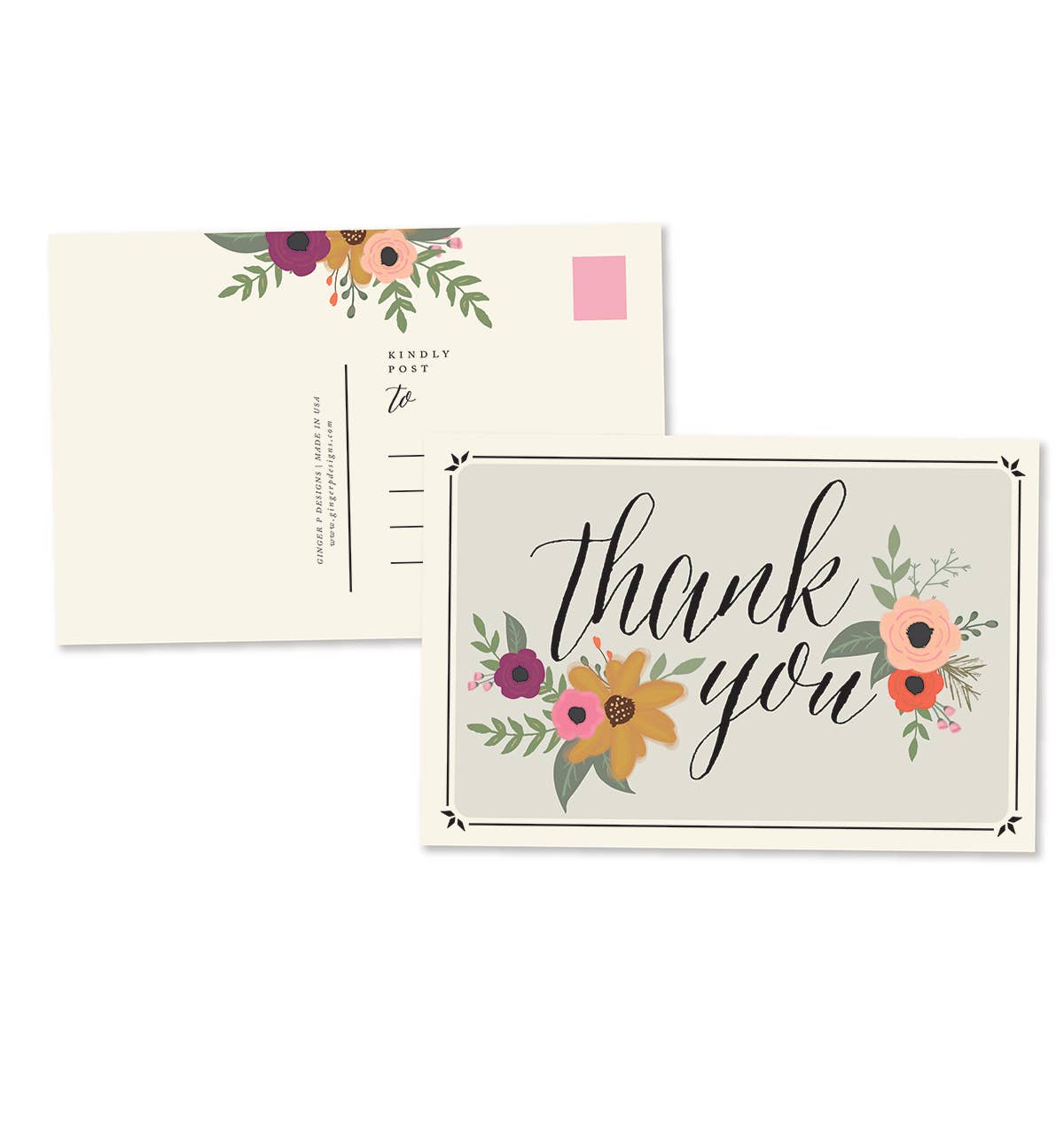 Thank You Floral Postcards