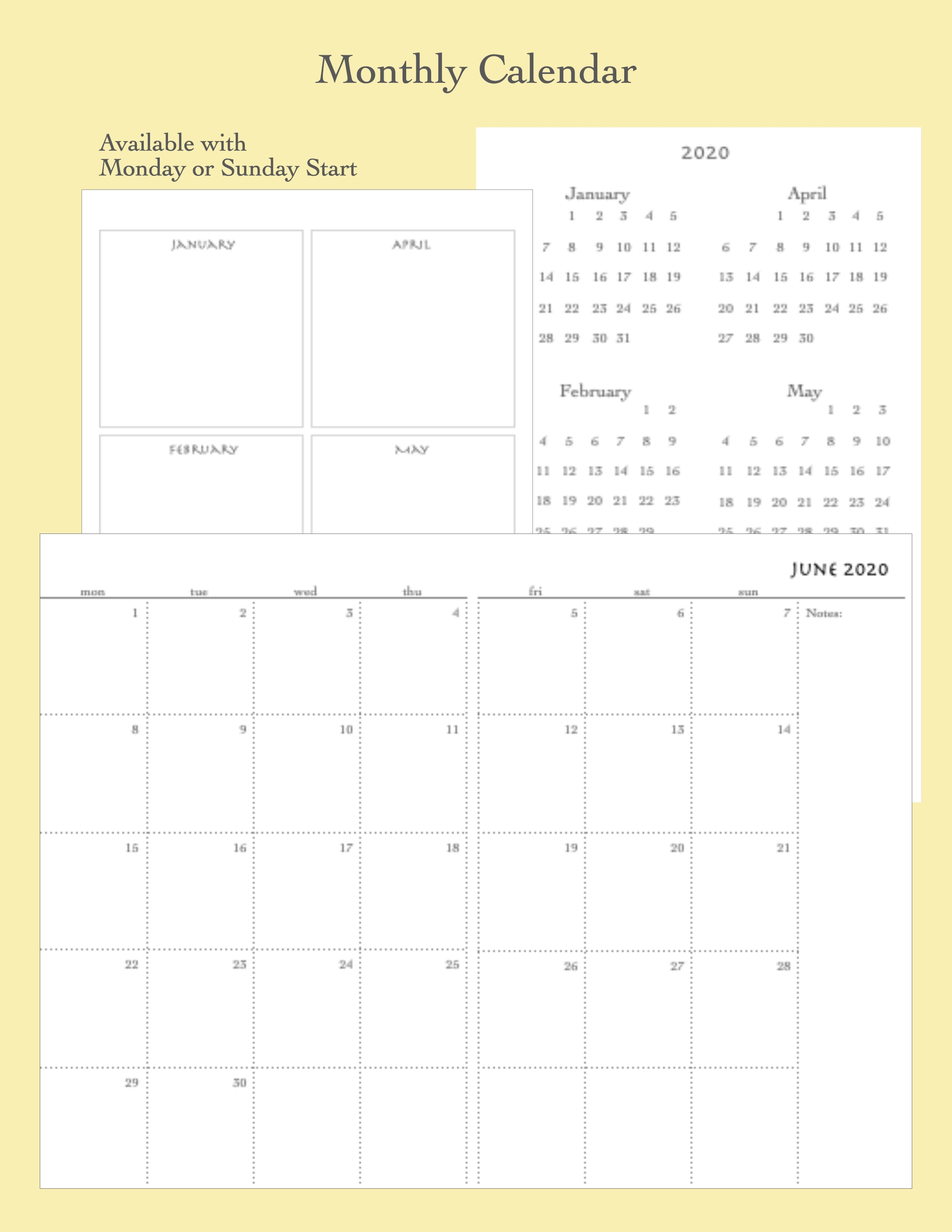 Monthly Calendar Printable